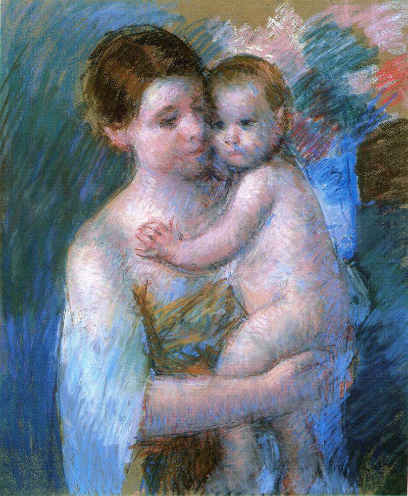 Mother Holding Her Baby - Mary Cassatt Painting on Canvas